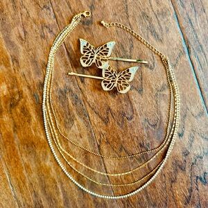 Elegant Gold Butterfly Jewelry Set